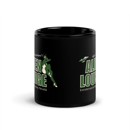 Alien Lounge "We're 'Out There'!" Black Glossy Mug