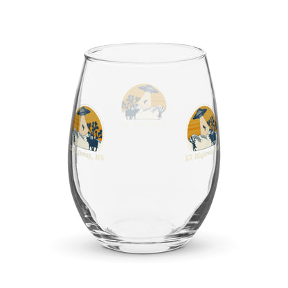 ET Highway Cow Abduction Stemless Wine Glass