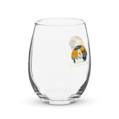 ET Highway Cow Abduction Stemless Wine Glass